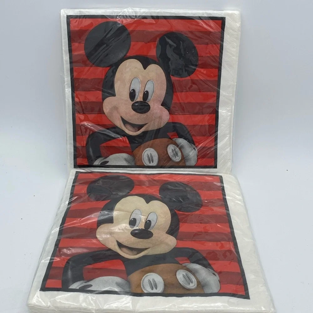 2 VTG Disney Mickey Mouse birthday party luncheon napkins 16 per pack 2 ply